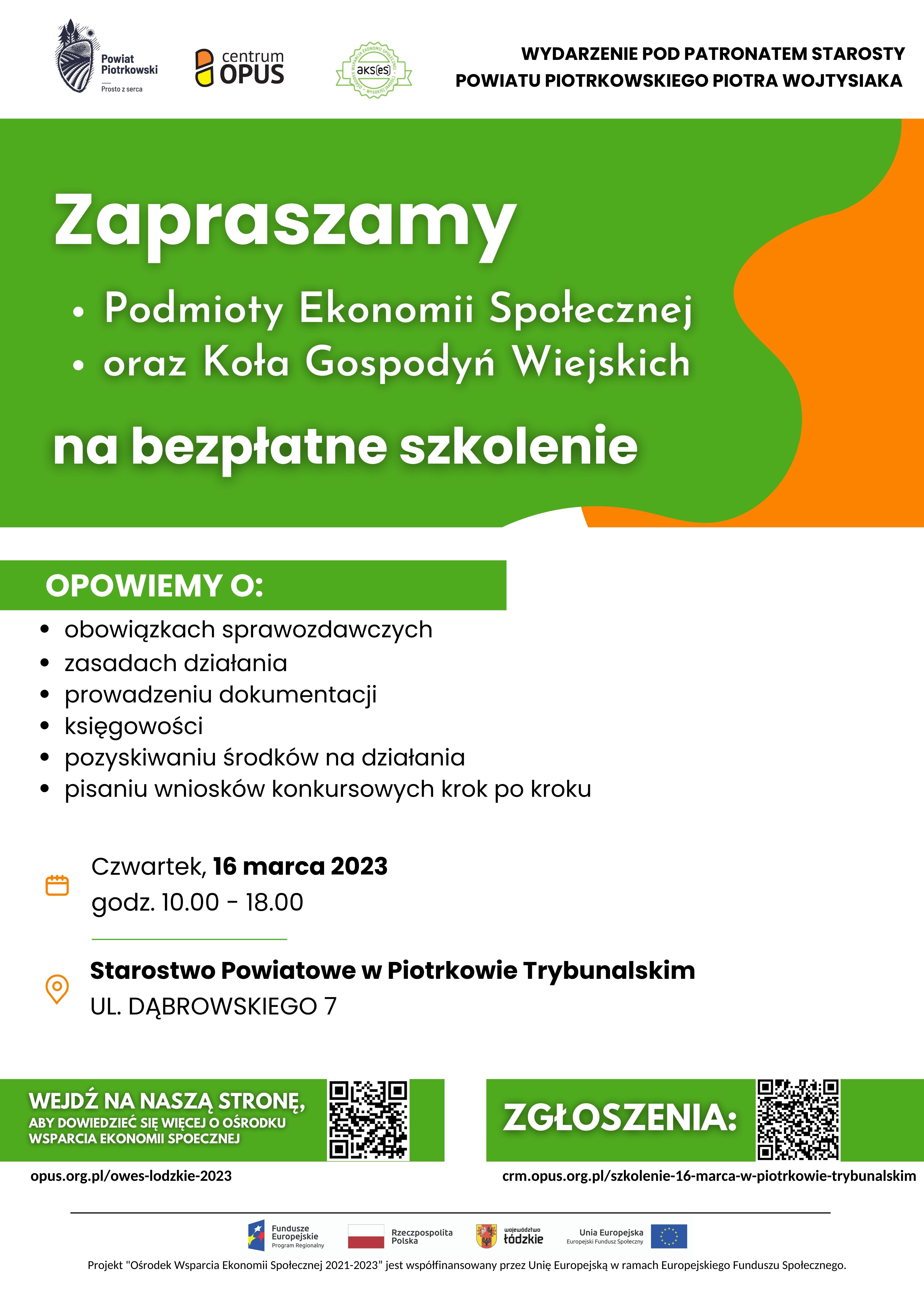 Szkolenie dla podmiotów ekonomii społecznej i Kół Gospodyń Wiejskich w Piotrkowie Trybunalskim