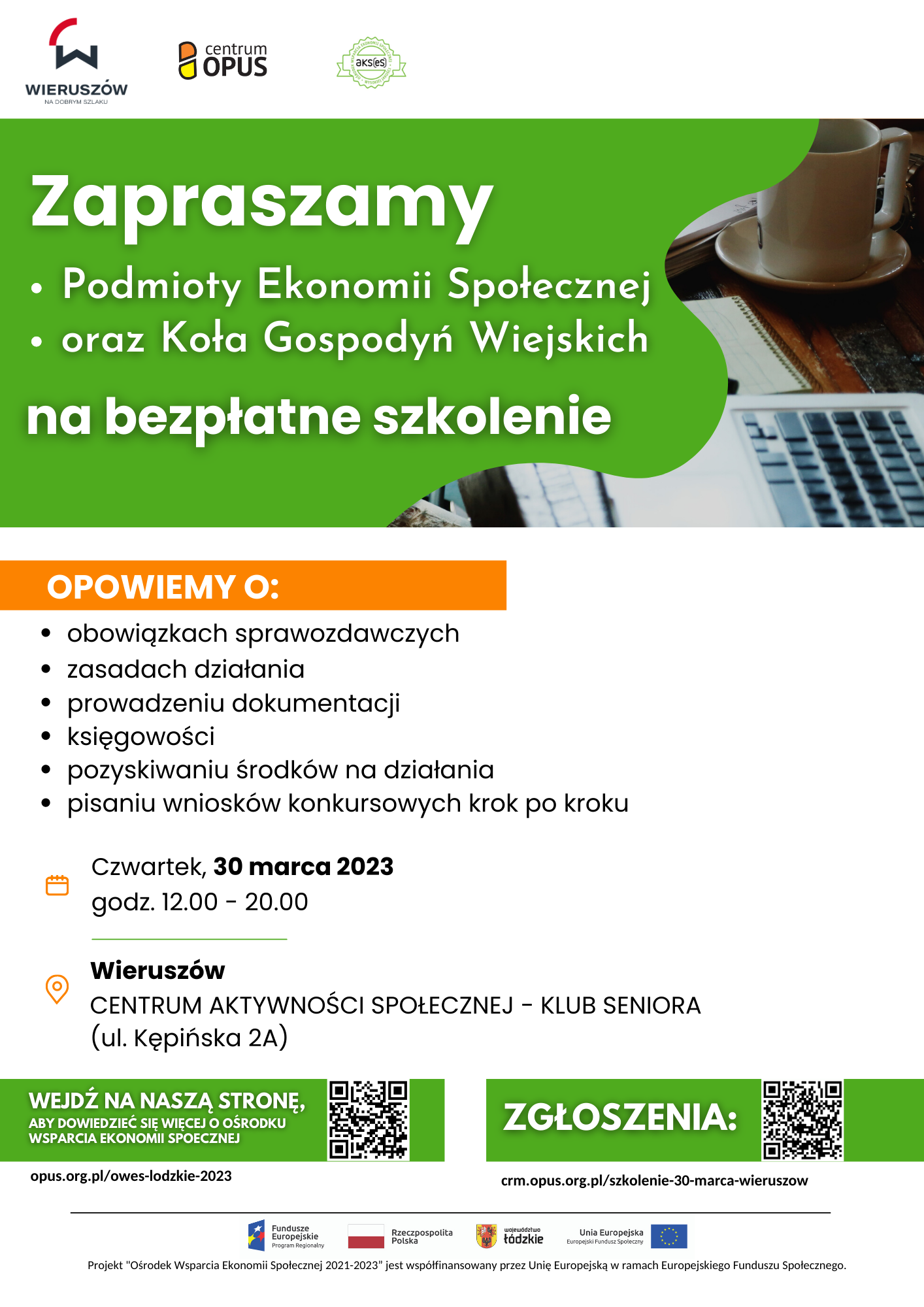 Szkolenie dla Podmiotów Ekonomii Społecznej i Szkół Gospodyń Wiejskich w Wieruszowie