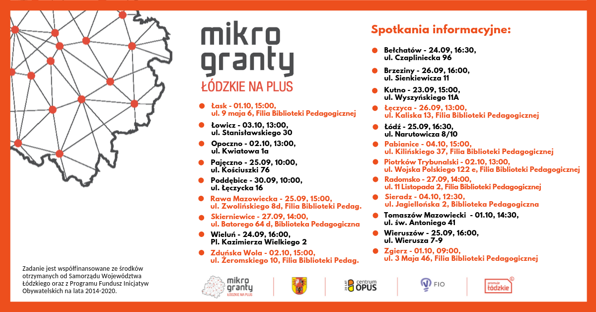 Mikrogranty "Łódzkie na Plus" - zapraszamy na spotkania informacyjne :-)