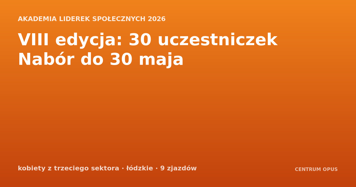 Rusza Akademia Liderek Społecznych 2026 — nabór do 30 maja